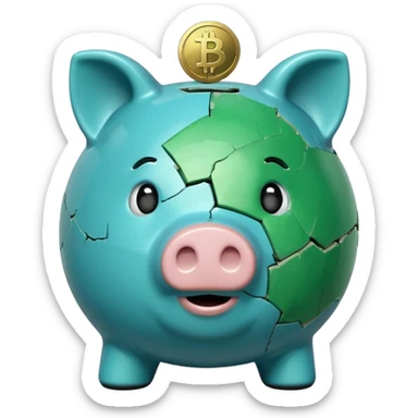 with piggybank with crypto  sticker