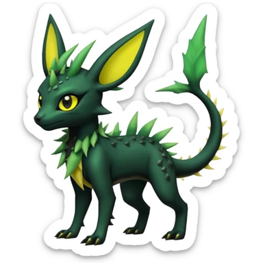 Dark Edgy Salandit-Leafeon-Umbreon-Fakémon-hybrid-creature (full body)  sticker