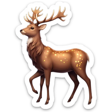 Celestial Stag emoji – full body, majestic stag with tall glowing antlers shaped like constellations, starry highlights on body, slight side angle sticker