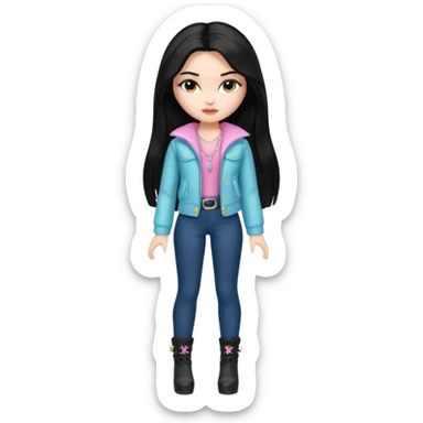 Bratz doll with long black hair and white skin sticker
