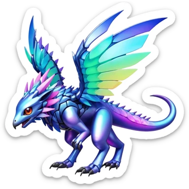  colorful modern cyber-Fakémon-Digimon-Trico-Vernid-creature (full body) sticker