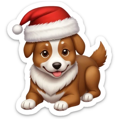 Un perro con gorro navideño  sticker