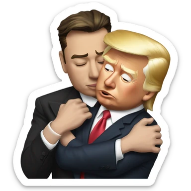 Donald Trump nuzzling the back of Elon musk’s neck sticker
