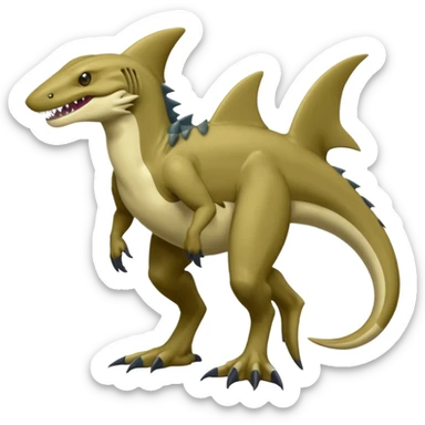 Muddy Swampy Glossy Oily Smooth Sergal-Wickerbeast-Protogen-Primagen-Shark-fusion-animal-Fakemon-hybrid-creature, full body   sticker