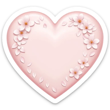 white heart emoji with subtle sakura petal texture sticker