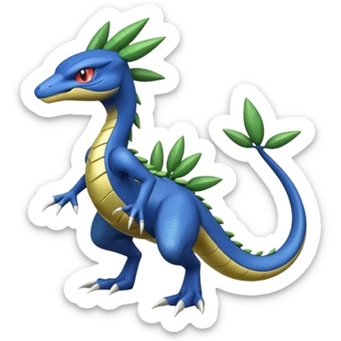 Shiny Aural Inteleon-Sceptile-Greninja-Fakémon-fusion (full body) sticker