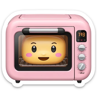 Cute emoji-style Ninja Combi countertop oven, pastel pink appliance, rounded edges, soft highlights, simple shadows, modern kitchen gadget aesthetic, kawaii but realistic, centered, white background sticker