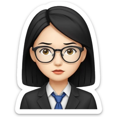 cewe ambis rambut panjang pake kacamata berkarier sticker