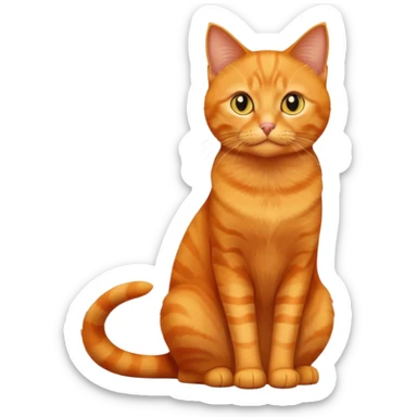 full body solid orange domestic shorthair slim cat with yellow/orange eyes sitting sticker