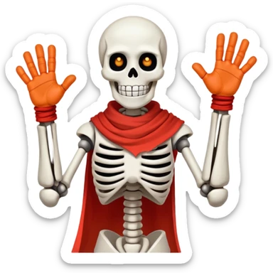 Papyrus from Undertale, tall skeleton with a red scarf, white body armor, orange-red gloves, enthusiastic expression sticker