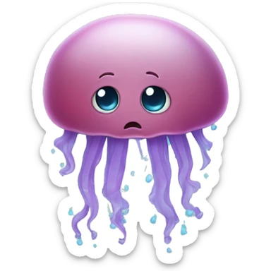 very sad crying jellyfish  sticker