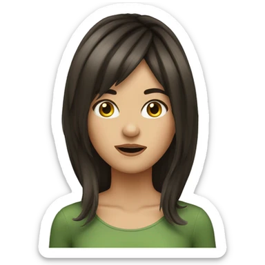 brunette girl with curtain bangs going crazy  sticker