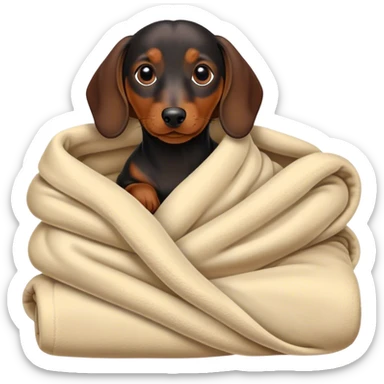 a black and a brown dachshund wrapped in a blanket sticker