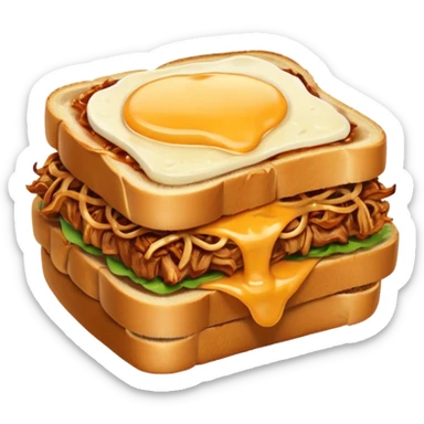 BBQ pulled pork melt on texas toast with crispy onions  sticker
