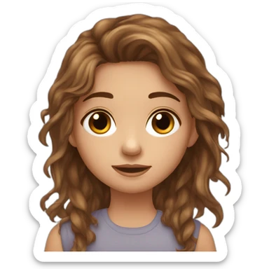 Messy long brown haired girl with hazel eyes and little birthmark on neck sticker