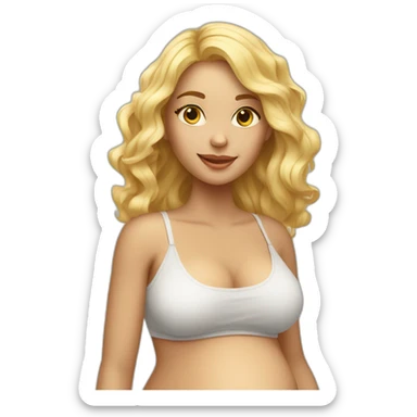 adorable pregnant blond full body women with beach-wave-hair sticker