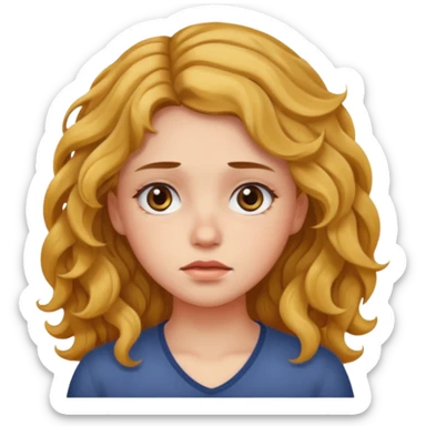 Girl with fair wavy hair made the job done and is tired sticker