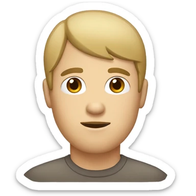 white man with bangs covering forehead until above eyebrows sticker