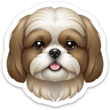 Cinematic Noble Shih Tzu Portrait Emoji, Poised and elegant, with a luxurious, flowing fur in refined muted tones, delicate features and wise, gentle eyes, simplified yet meticulously detailed, glowing with a soft, regal radiance, high shine, exuding quiet dignity and timeless charm, soft glowing outline, capturing the essence of a noble Shih Tzu that epitomizes refined poise! sticker