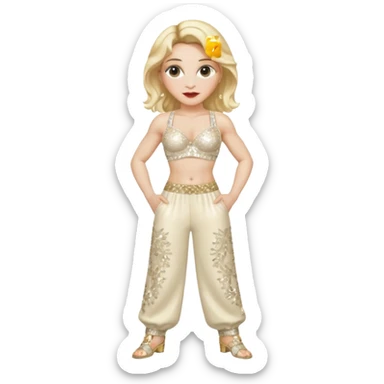 Madonna with blonde hair, cream sequin bra, cream sequin baggy pants sticker