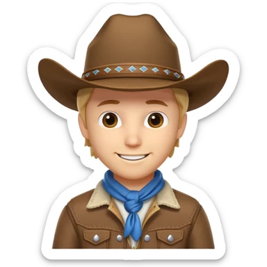 cute cowboy portrait, head and shoulders only, cowboy hat, bandana, western jacket collar, confident smile, 3D cartoon, mobile game icon style, clean background, no text, no watermark
 sticker