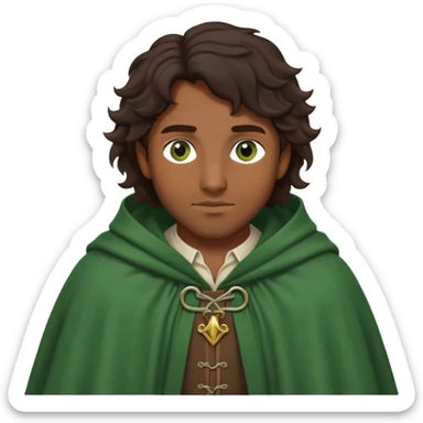 medieval outfit worn by a DnD themed fantasy character. basic linen shirt with a thick wool cloak. clothes only above the waist. The clothes full waist. The character's haven't arms. character is dark brown hair green eyes long wavy hair brown-skinned man. sticker