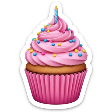 cupcake with pink icing, sprinkles sticker