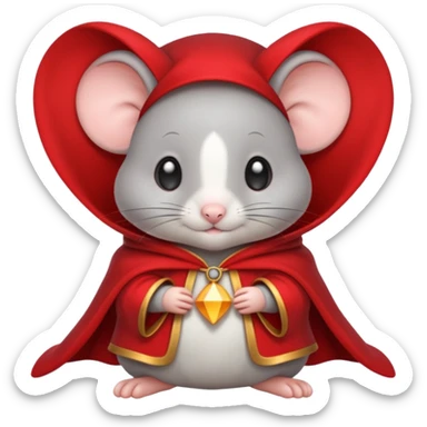 baby grey mouse, in magic red cloak sticker