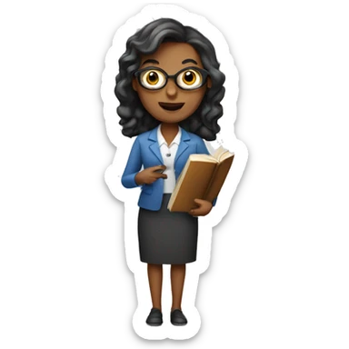 Teacher woman with a book and a pointer  sticker