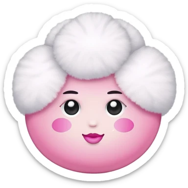 makeup powder puff with pink handle and soft white puff sticker