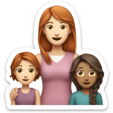 Korean dad with Caucasian mom who has red hair and Caucasian teenage daughter with brown hair  sticker