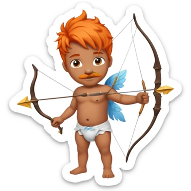Black cupid with orange hair and mustache sticker