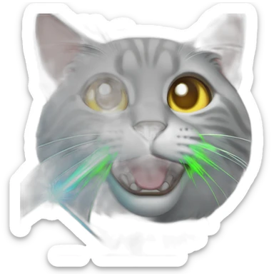 cat with lasers shooting out of eyes sticker