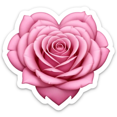 pink rose shaped like a heart, elegant, soft petals sticker