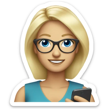 Beautiful blonde boss lady with glasses happy blue eyes talking on a phone  sticker