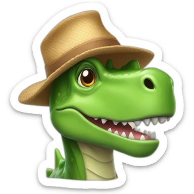 un dino avec un chapeux ecrrie joyeux anniv sticker