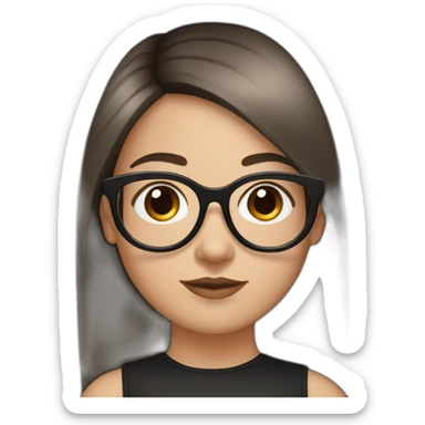 young white girl with rose gold glasses and black to brown straight hair sticker