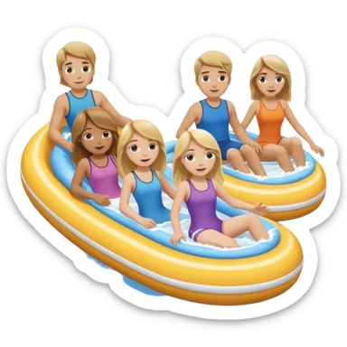 2 girls and 2 guys on the lazy river waterslide. 1 girl and 1 guy have blonde hair and 1 girl and 1 guy have brown. we are all very pale sticker