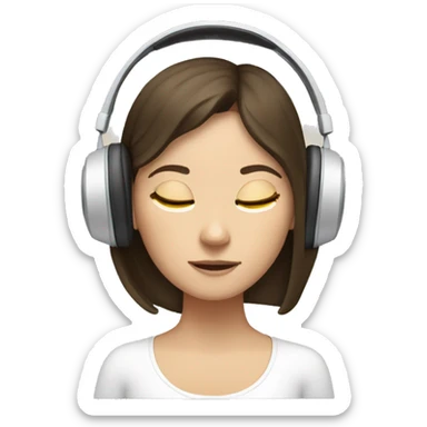 Brunette White girl, meditating with headphones on sticker
