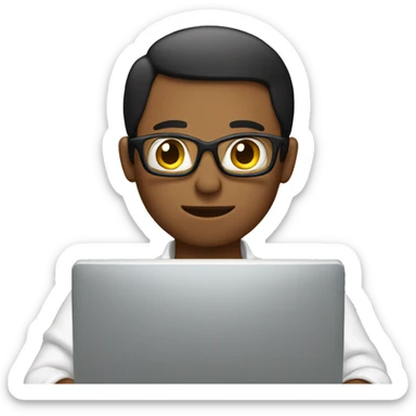 working on computer sticker