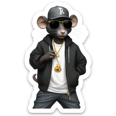 black rapper rat  sticker