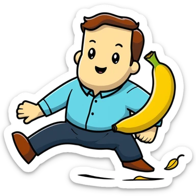 JD Vance with one foot stepping on a single banana peel on the ground, falling backwards sticker