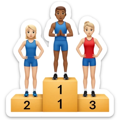 show people on podium in first, second and third place.  The podium should be labled 2, 1, 3.  The middle position should only have the number 1 sticker