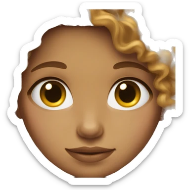 Girl with curly brown hair and light tan skin sticker