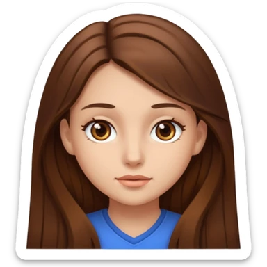 Emoji Fille cheveux long et brun yeux brun sticker