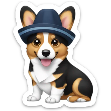 Corgi negro con gorro de marinero sticker