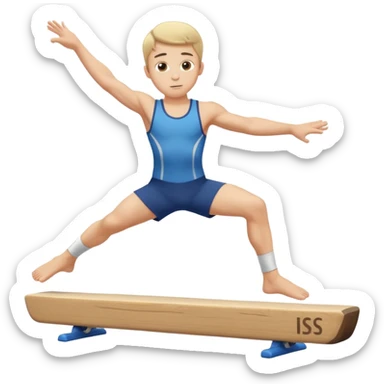 balance beam with a boy balancing on top flipping sticker