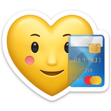 yellow heart with a credit card sticker