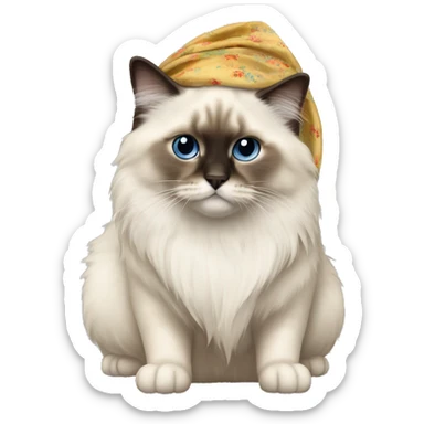 Full body birman cat long fur with kerchief around head sticker