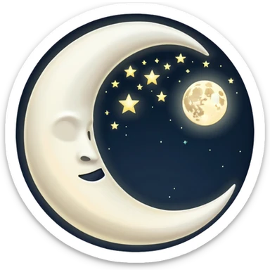 White moon without any face etc and thin moon sticker